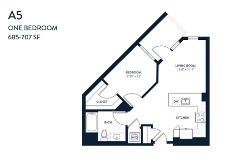 One Bedroom A5 685 - 707 SF - Resa Long Beach